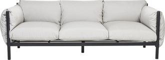 Beliani Beliani - Sof&aacute; 3 Plazas De Metal Gris Claro Negro Cojines De Tela Impermeable Esperia