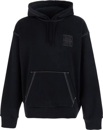 Givenchy Black Hoodie With 4G Logo Detail On Front In Cotton Man