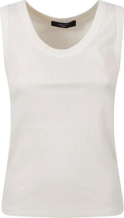 Max Mara Sleeveless Tops, female, White, Size: 2XL White Top with Multic Detail
