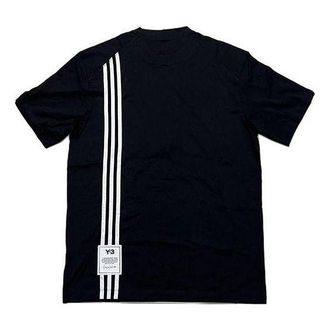 adidas Mens Y-3 SS21 Rear Logo Stripe Short Sleeve Black T-Shirt H16334