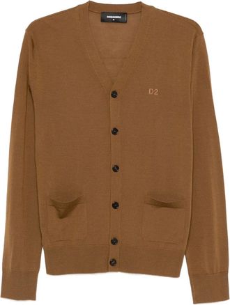Dsquared2 logo-embroidered cardigan - men - Wool - M - Brown