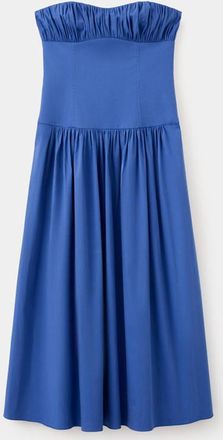Mango Vestito senza spalline increspato blu - Donna - S - MANGO
