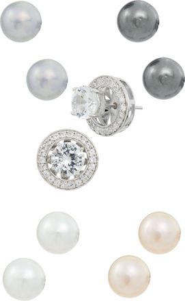 Savvy Cie Jewels STERLING SILVER.925 HALO INTERCHANGABLE PEARL AND CZ SET OF 5