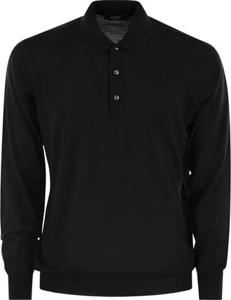 Fedeli Polo a maniche lunghe con tre bottoni - Nero