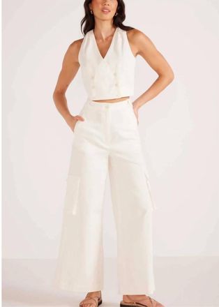Minkpink Lottie Cargo Pants In White