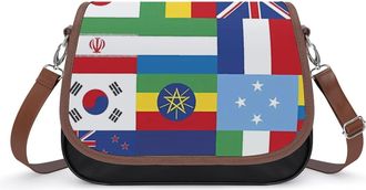 Generic Combined Flags Small Womens Crossbody Bags Shoulder Handbag with Adjustable Strap for Travel