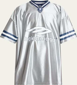 Balenciaga Mens Shiny 3B Football V-Neck T-Shirt