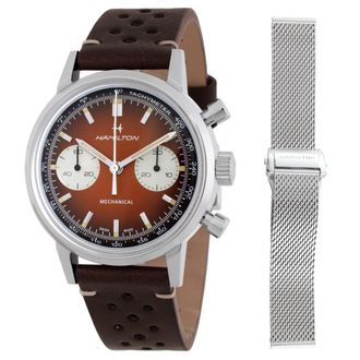 Hamilton Intra-Matic Chronograph Hand Wind Brown Dial Mens Watch H38429591