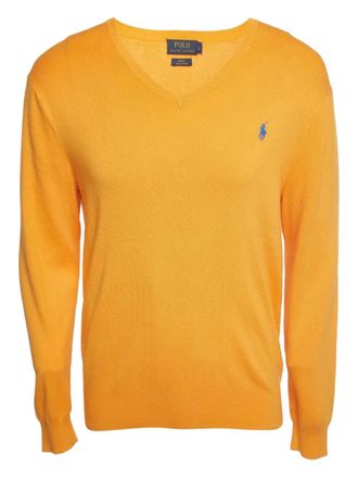 Ralph Lauren 2024 pre-owned cotton V-neck sweater - men - Pima Cotton - L - Yellow