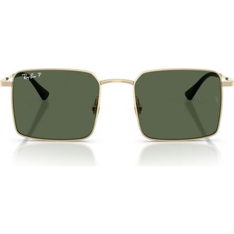 Ray-Ban Polarized Square Sunglasses in Pale Gold /Dark Green Polar at Nordstrom