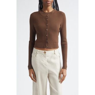 Toccin Zoe Crop Fitted Cardigan in Cocoa at Nordstrom, Size X-Small