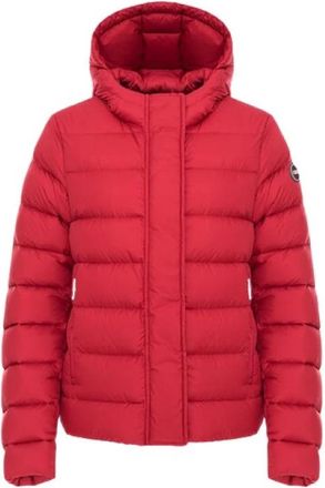Colmar Hooded Jas met Natuurlijke Veren Vulling - Dames - Gewatteerde jassen - Rood - M - Jassen