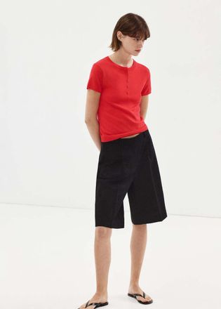 Mango Pullover maglia sottile maniche corte rosso - Donna - XXS - MANGO