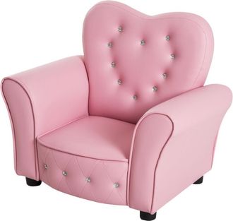HOMCOM Homcom - Poltroncina per Bambini Imbottita Rivestimento in pvc e Brillanti Rosa