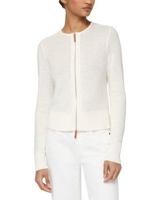 Lafayette 148 New York Textured Crewneck Silk-Blend Cardigan
