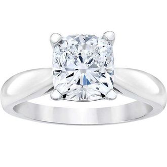 Pompeii3 1 1/2ct Cushion Diamond Solitaire Engagement Ring 14k White Gold Enhanced