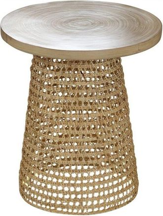 Calicosy Calicosy - Tavolino da divano con piano in legno e gamba in rattan