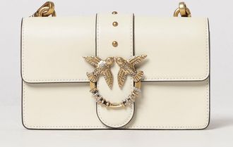 Pinko Love One Classic Leather Mini Shoulder Bag with Rhinestones and Logo