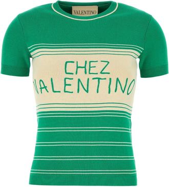 Valentino Garavani Womens Grass Green Cotton Sweater - Dark Green - Size Medium