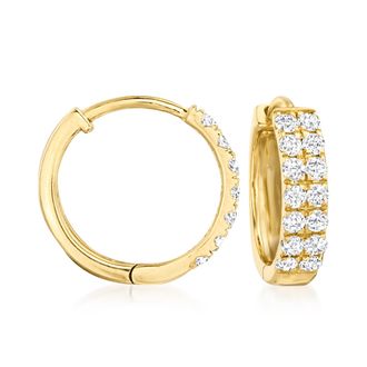 Ross-Simons Diamond Huggie Hoop Earrings in 14kt Yellow Gold