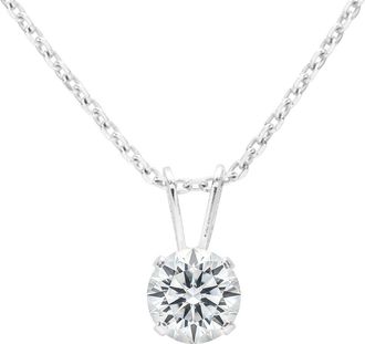 SuperJeweler Lab Grown Diamond Solitaire Necklace in White Gold with Free Chain - Available in All Carat Weights, Eco-Friendly, Conflict-Free, Sustainable Diamond