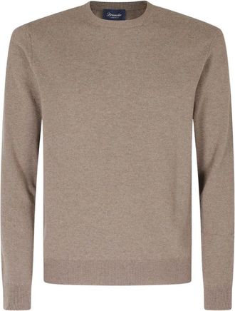 Drumohr Jersey de punto con cuello redondo - Knitwear - Hombre - Marr&oacute;n - 2XL