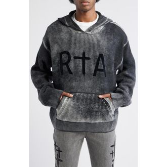 Rta Jasper Washed Relaxed Fit Hoodie in Black Glitch at Nordstrom, Size Medium