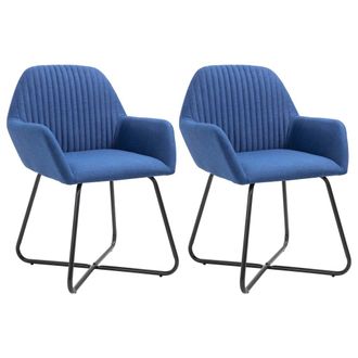 vidaXL Sillas De Comedor 2 Unidades Tela Azul Vidaxl