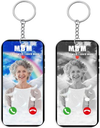 Generic Custom Keychain With Photo Text, The Call I Wish I Could Take, Personalized Acrylic Memorial Sympathy Gift Double Sided (Style 4)