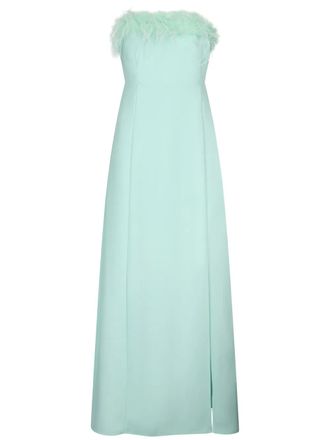 Liu Jo feather-detailing dress - women - Polyester/Ostrich Feather/Viscose - 38 - Green
