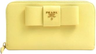 Prada Pre-owned Long wallet (bi-fold) - Dames - Vintage Accessoires - Geel - ONE Size - Leer - Vintage