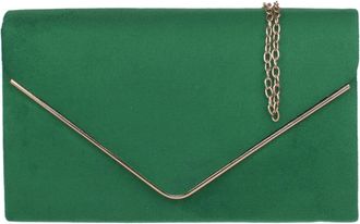 Girly HandBags Womens Faux Suede Clutch Bag Envelope Metallic Handbag (Green)