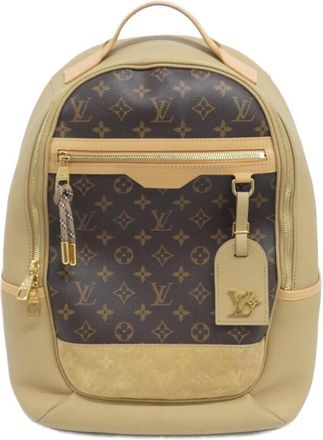 Louis Vuitton Beige Marron Coated Canvas Leather Backpack (Pre-Owned)