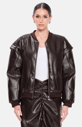OW Collection Valentina Bomber Jacket in Brown at Nordstrom, Size X-Small