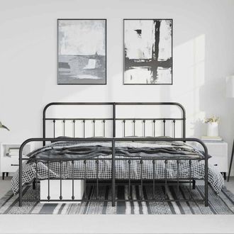 Berkfield Home Metal Bed Frame with Headboard & Footboard Black 183x213 cm