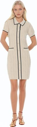 Alexia Admor Cove Collared Button Down Contrast Knit in Ivory at Nordstrom, Size X-Large