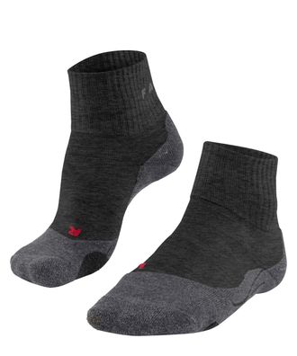 Falke Wandersocken FALKE TK2 Explore Short, Damen, Gr. 35-36, grau (asphalt meliert), Materialmix, normal, Socken Wandersocken, hoher Komfort im Mittelgebir