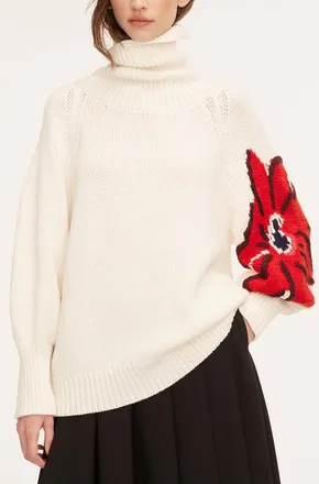 Rebecca Taylor Botanical Intarsia Turtleneck