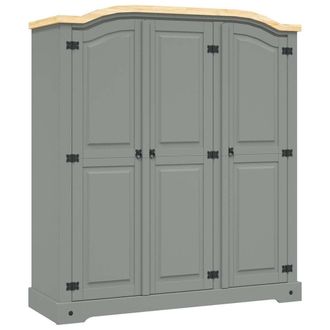 Berkfield Home Wardrobe Mexican Pine Corona Range 3 Doors Grey