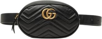 Gucci Pre-owned Quilted Belt Bag - Dames - Vintage Heuptassen - Zwart - ONE Size - Leer - Vintage