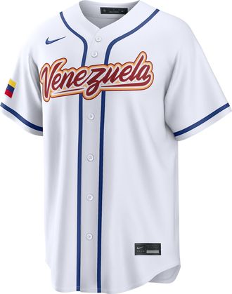 Nike Venezuela National Baseball Team 2026 World Baseball Classic Nike Mens Stadium Jersey in White | RE260GZKWBV-UFA
