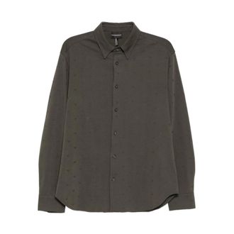 Emporio Armani Logo Katoenen Shirt - Heren - Casual Overhemden - Grijs - S - Katoen - Overhemden