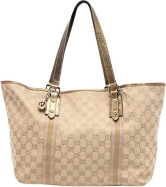 Gucci Pre-owned Vintage Tote - Dames - Vintage Shopper - Beige - ONE Size - Leer - Vintage