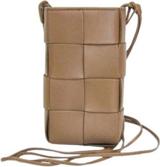 Bottega Veneta Pre-owned Cassette Small Crossbody Bag Phone Pouch - Dames - Vintage Schoudertas - Bruin - ONE Size - Leer - Vintage