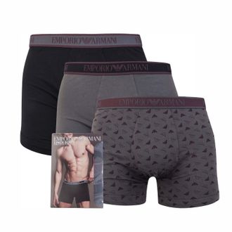 Emporio Armani Heren Core Logo Boxershorts (Set van 3) (Zwart/Grijs/Charcoal)