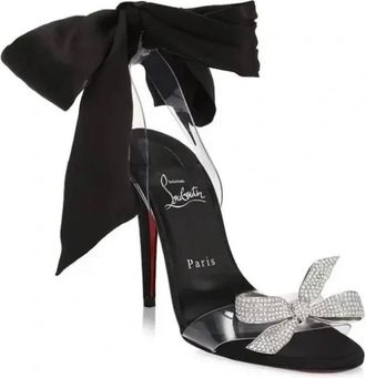 Christian Louboutin Black Crystal Bow Astrinodo Sandals Size 40