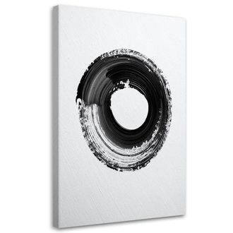 Feeby Cuadro Sobre Lienzo, Abstracci&oacute;n Imitaci&oacute;n Pintura C&iacute;rculo Blanco Y Negro, 80x120