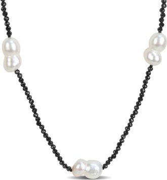 Delmar Black Spinel & Cultured Pearl Station Necklace at Nordstrom Rack