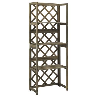 vidaXL Enrejado Con Estantes Madera Maciza De Abeto Gris 55x30x140 Cm Vidaxl