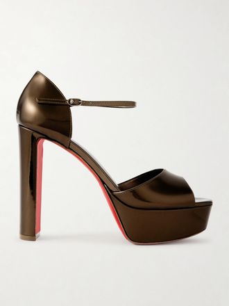 Christian Louboutin Sandali In Pelle Lucida Con Plateau Sandaloo 130 - Metallizzato
